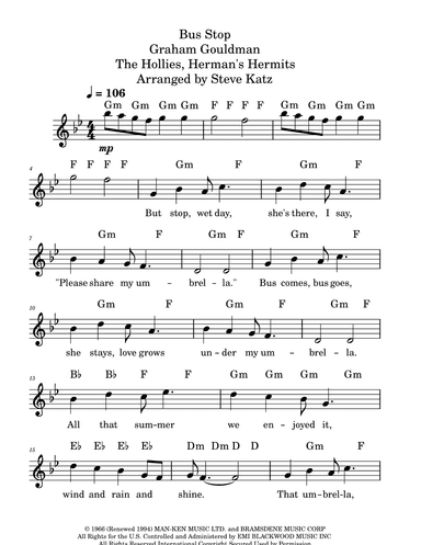Bus Stop (arr. Steve Katz)