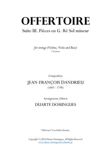 Offertoire (Suite III. Pièces en G. Ré Sol mineur) - Score Only (arr. Duarte Domingues)