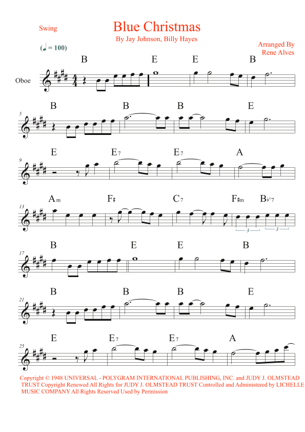 Blue Christmas (arr. Rene Alves)