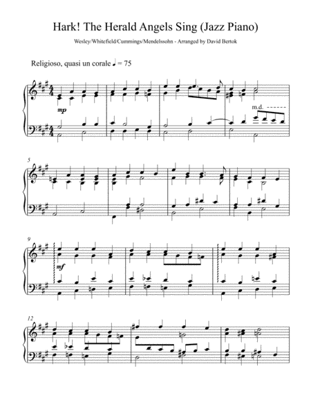 Hark! the Herald Angels Sing (Jazz Piano) (arr. David Bertok)
