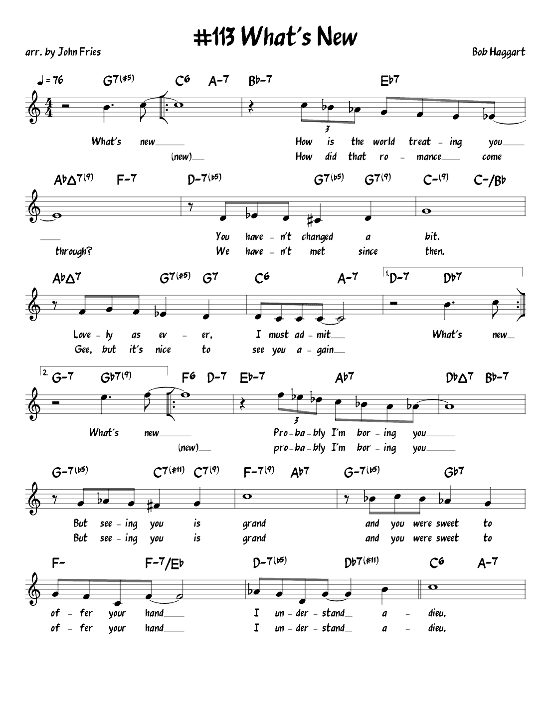 What's New? (arr. John Fries)