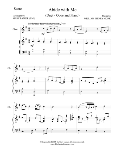 ABIDE WITH ME (Duet – Oboe and Piano/Score and Parts) (arr. Gary Lanier)