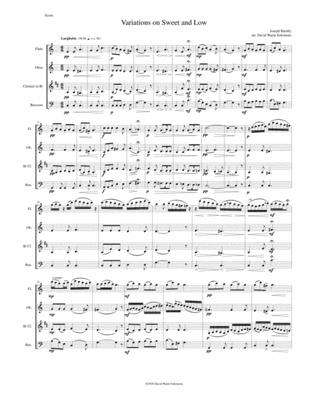 Variations on Joseph Barnby’s Sweet and Low for wind quartet (arr. David Warin Solomons)