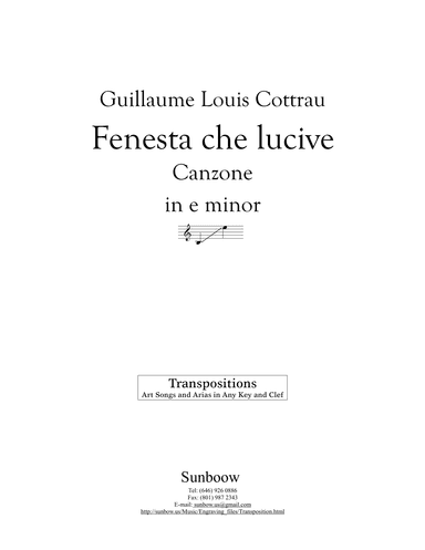 Cottrau: Fenesta che lucive (transposed to e minor) (arr. Sunbow)