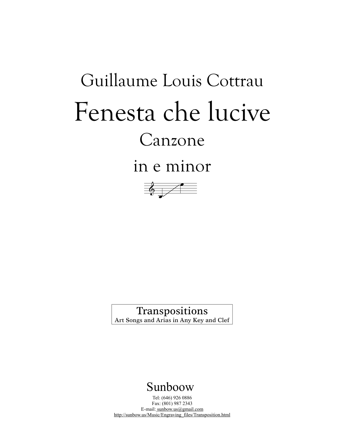 Cottrau: Fenesta che lucive (transposed to e minor) (arr. Sunbow)