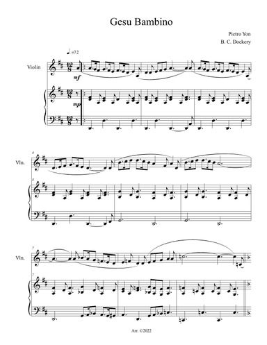 Gesu Bambino (Violin Solo with Piano Accompaniment) (arr. B. C. Dockery)