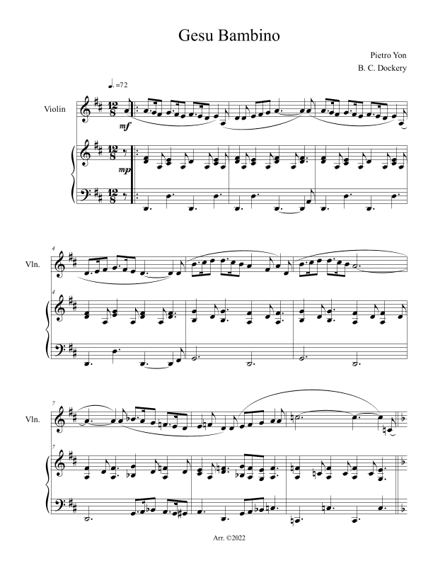 Gesu Bambino (Violin Solo with Piano Accompaniment) (arr. B. C. Dockery)