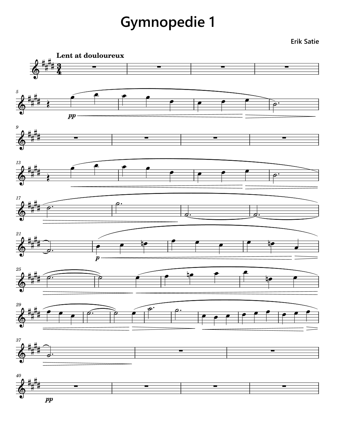 Gymnopedie 1 Clarinet Solo (arr. Funtom)
