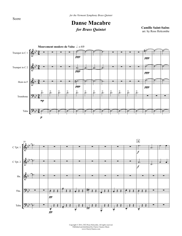 Danse Macabre for Brass Quintet (arr. Ross Holcombe)
