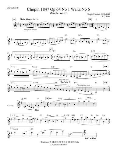 Chopin Minute Waltz Clarinet (arr. R G Roth)