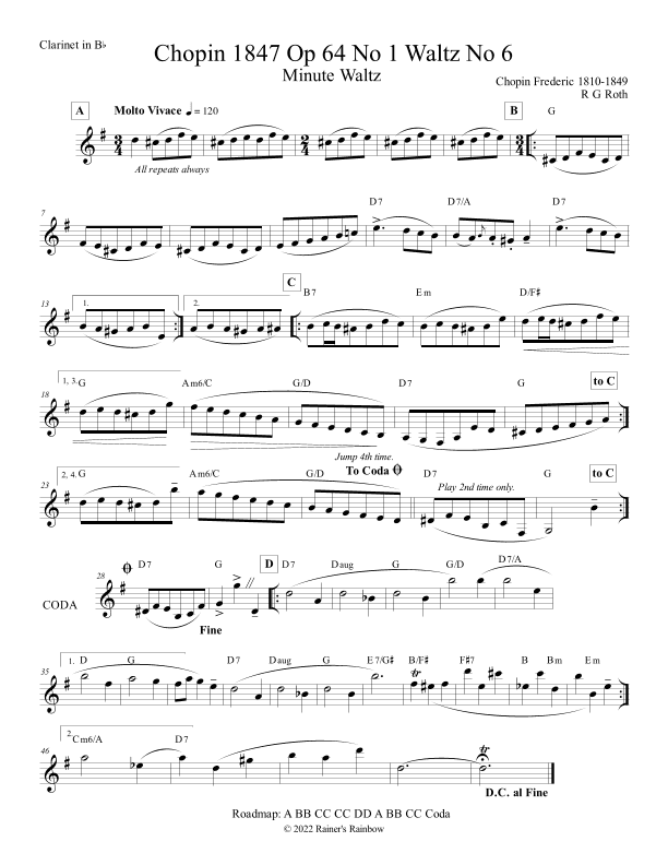 Chopin Minute Waltz Clarinet (arr. R G Roth)