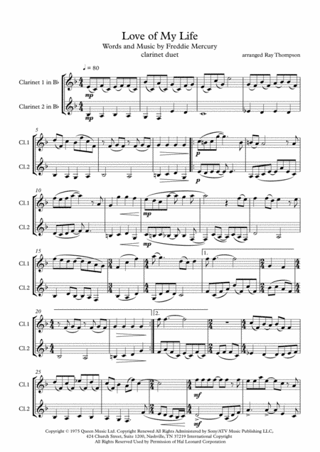 Love Of My Life (arr. Ray Thompson)