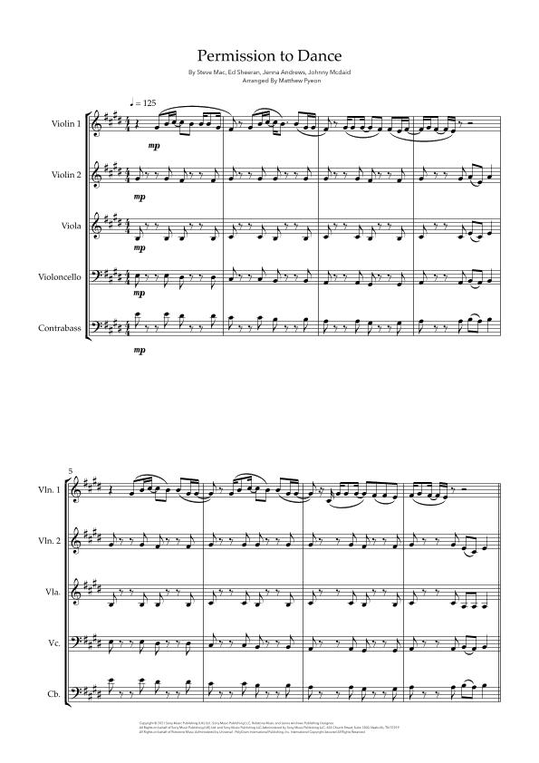 Permission To Dance (arr. Matthew pyeon)