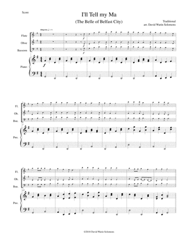 I'll tell my ma (the Belle of Belfast City) for wind trio (flute, oboe, bassoon) and piano (arr. David Warin Solomons)