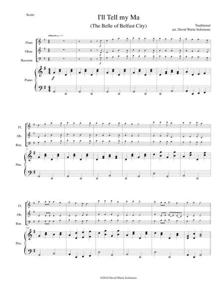 I'll tell my ma (the Belle of Belfast City) for wind trio (flute, oboe, bassoon) and piano (arr. David Warin Solomons)