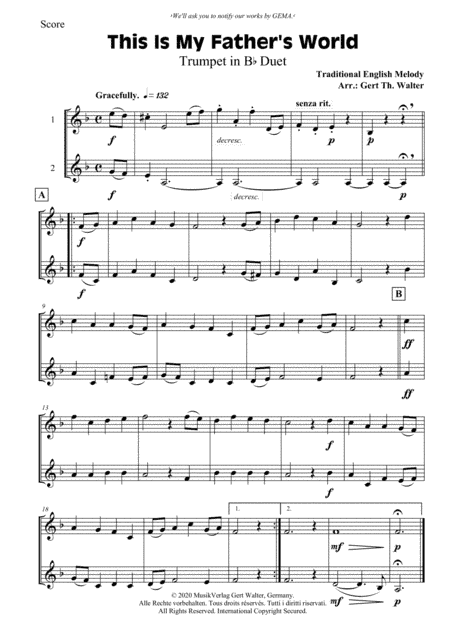 This Is My Father's World (arr. Gert Th. Walter)