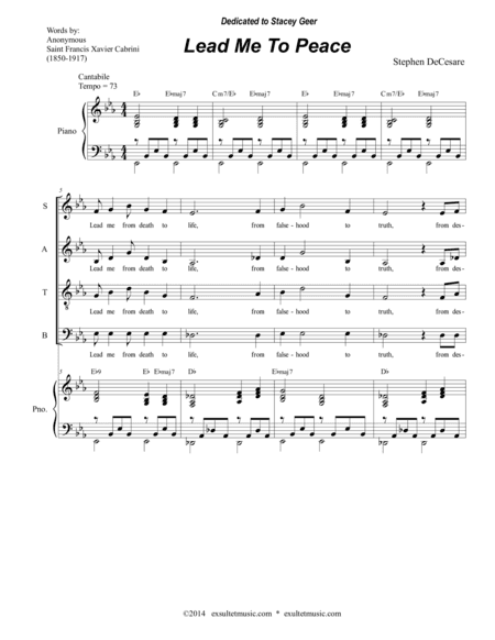 Lead Me To Peace (Soprano Solo and SATB Divisi)
