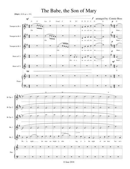 The Babe, The Son of Mary - brass and piano (arr. Connie Boss)