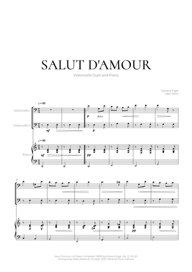 Salut D’amour (Cello Duet and Piano) - Edward Elgar (arr. Pedro Merendi)