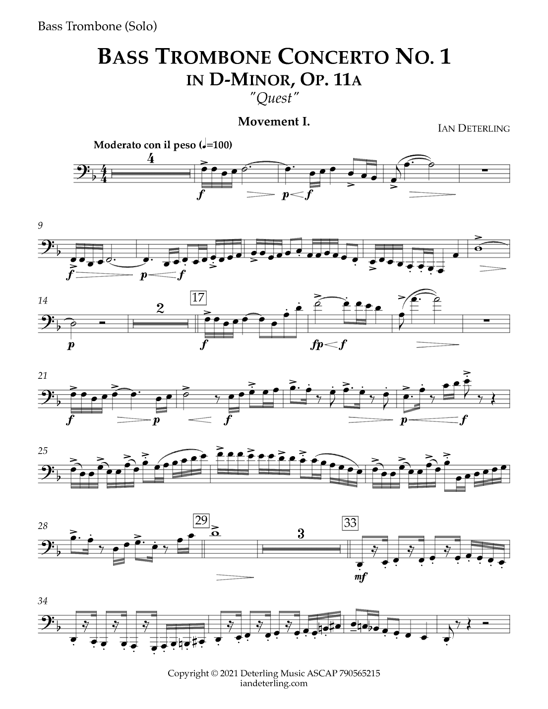 Bass Trombone Concerto No. 1 in D-Minor