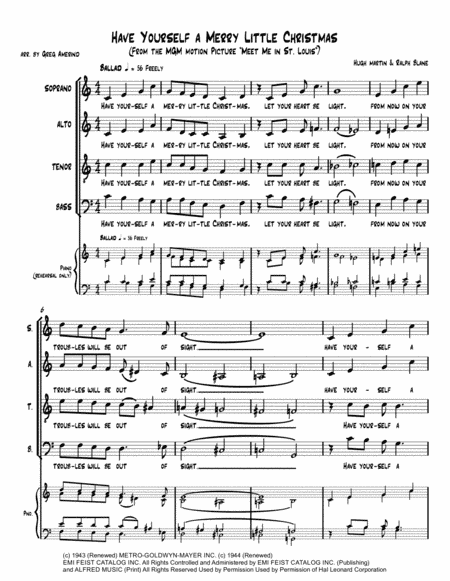 Have Yourself A Merry Little Christmas  from MEET ME IN ST. LOUIS (arr. Gregory Amerind)