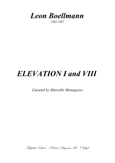 BOELLMANN Lion - ELEVATION I and XIII - for Organ (arr. Renato Tagliabue)