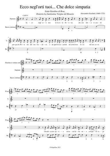 Ecco negl'orti tuoi... Che dolce simpatia (arr. Early Music Scores)