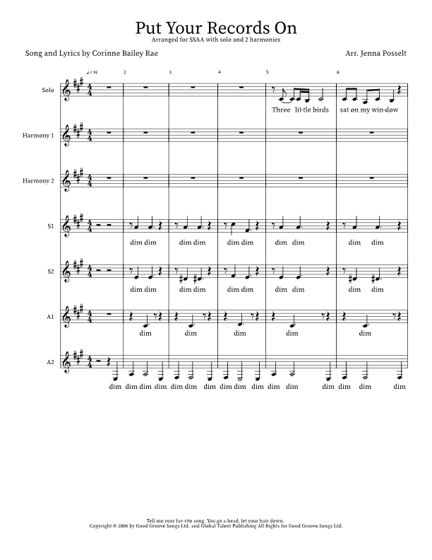 Put Your Records On (arr. Jenna Posselt)