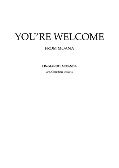 You're Welcome (arr. Christian Jenkins)