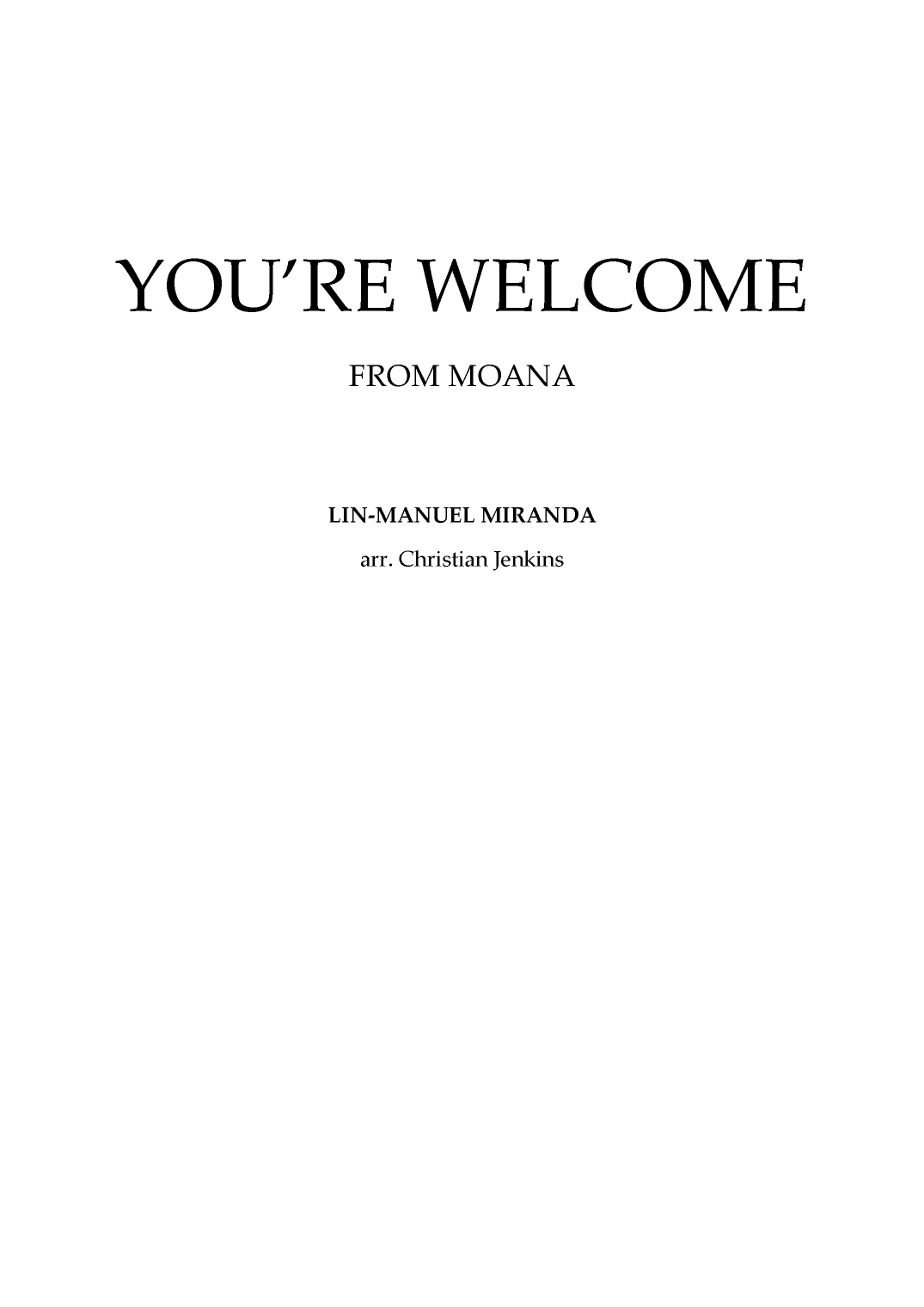 You're Welcome (arr. Christian Jenkins)