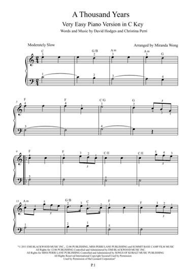 A Thousand Years (arr. Miranda Wong)