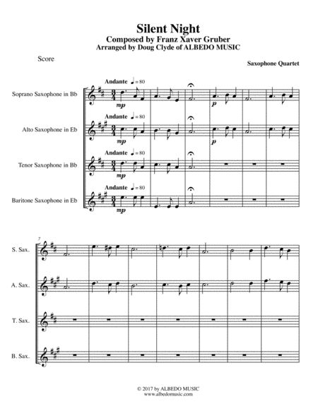 Silent Night for Saxophone Quartet (arr. Doug Clyde)