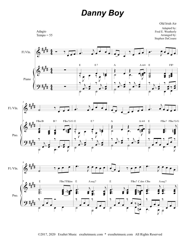 Danny Boy (for Flute or Violin Solo and Piano) (arr. Stephen DeCesare)
