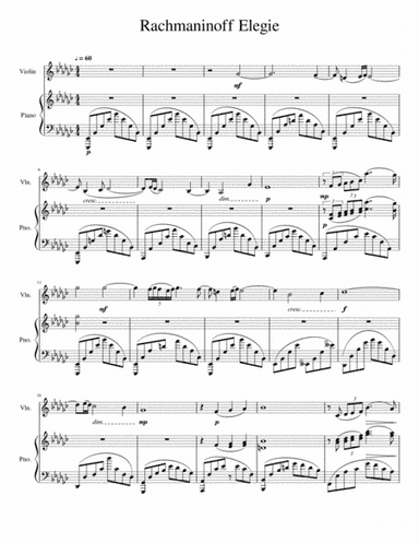 Rachmanninoff Elegie for Violin and Piano Op. 3 (arr. Gabriel Walters)