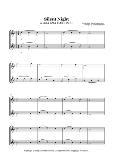 Silent Night - A Very Easy Christmas Duet for Two Flutes (arr. Ellen Macpherson)