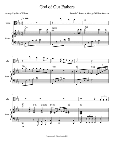 God of Our Fathers--viola solo (arr. Beka Wilson)