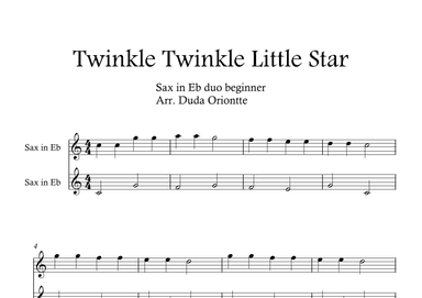 Twinkle Twinkle Little Star DUET (For BEGINNER and kids)  (Alto SAX duo) (arr. Duda Oriontte)