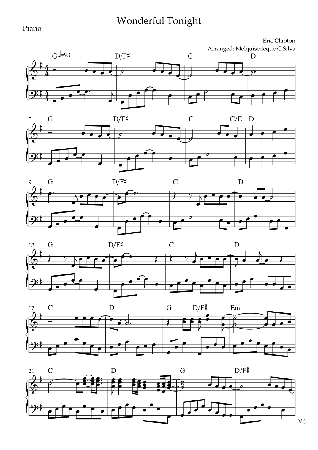 Wonderful Tonight (arr. Melquisedeque C.Silva)