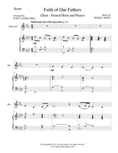 FAITH OF OUR FATHERS (Duet – French Horn and Piano/Score and Parts) (arr. Gary Lanier)