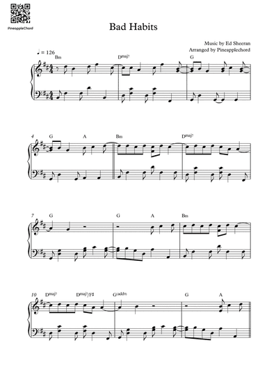 Bad Habits (arr. Pineapplechord)