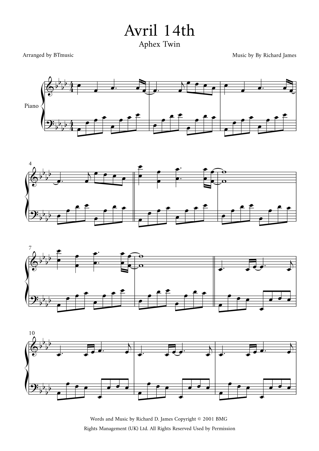 Avril 14th (arr. BTmusic)