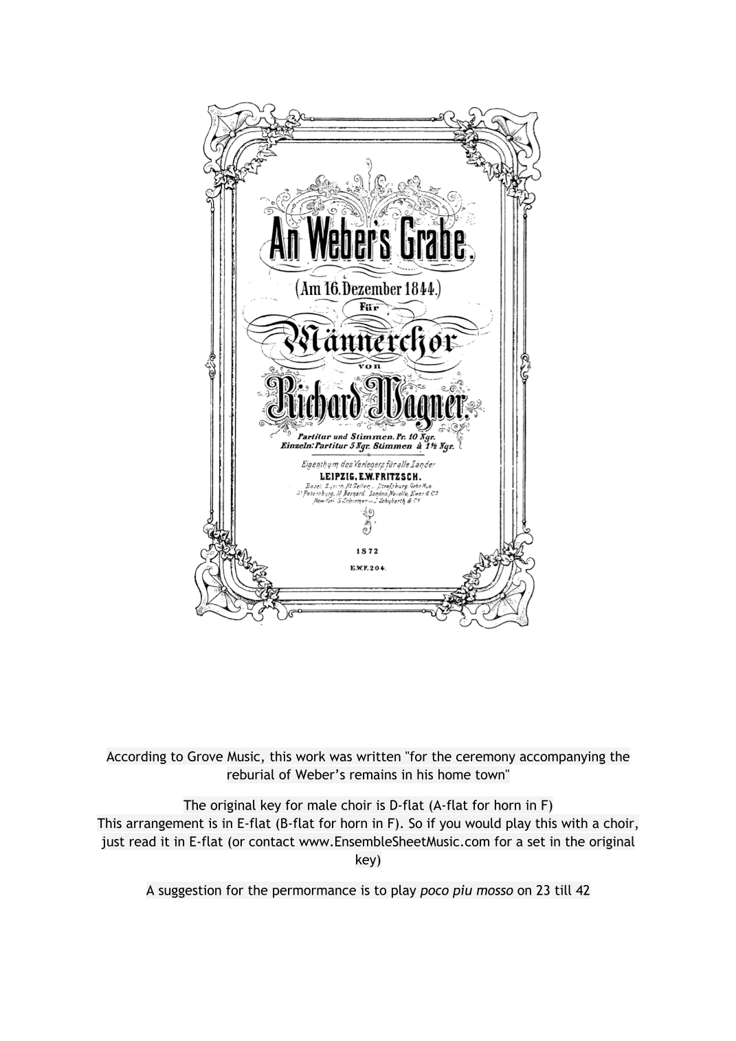 An Weber’s Grabe (arr. Sjoerd van der Veen)