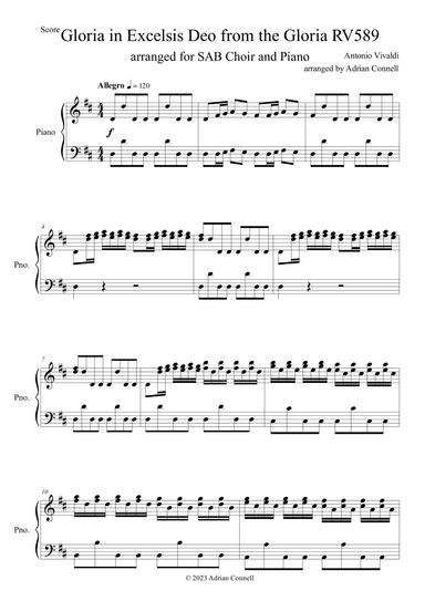Gloria from the Gloria RV589 (arr. Adrian Connell)