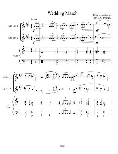 Wedding March (Alto Sax Duet) with optional piano accompaniment (arr. B. C. Dockery)