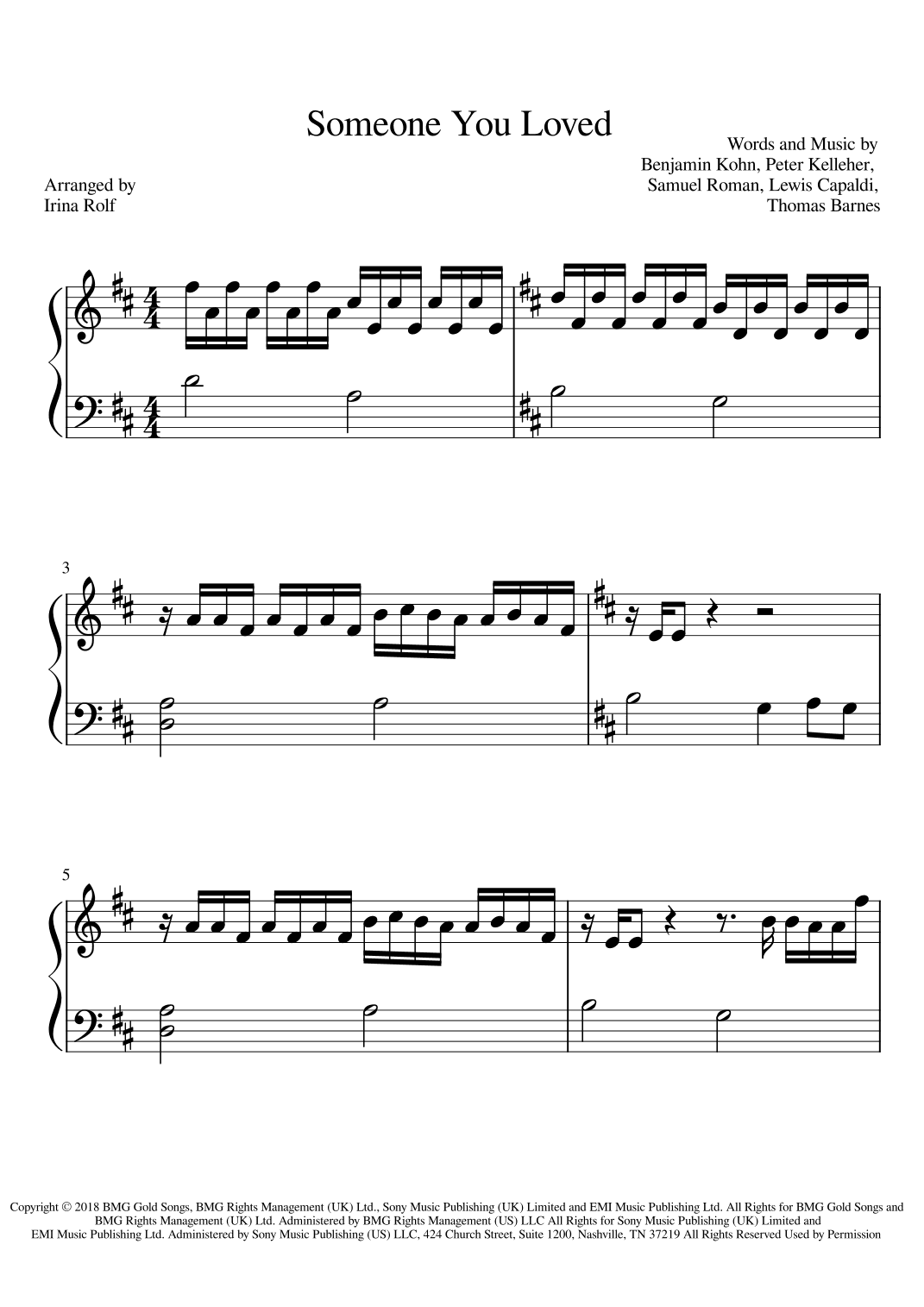 Someone You Loved (arr. Irina Rolf)
