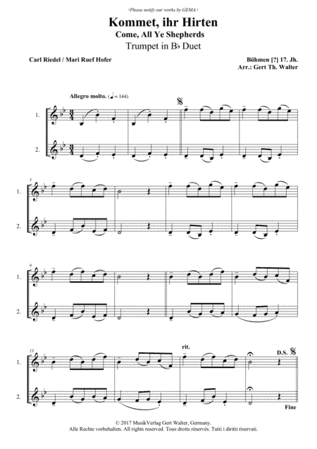 Come, All Ye Shepherds (arr. Gert Th. Walter)