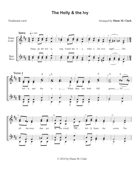 The Holly and the Ivy (QUARTET PRICING) (arr. Diane M. Clark)
