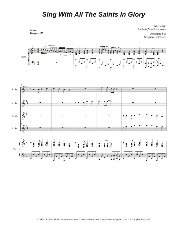 Sing With All The Saints In Glory (Saxophone Quartet and Piano) (arr. Stephen DeCesare)