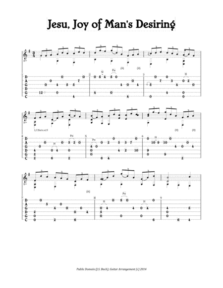 Jesu, Joy of Man's Desiring (For Fingerstyle Guitar Tuned CGDGAD) (arr. Ellsworth McMeen)