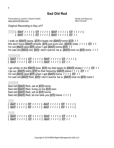 Sad Old Red (arr. Jammin' Charts)